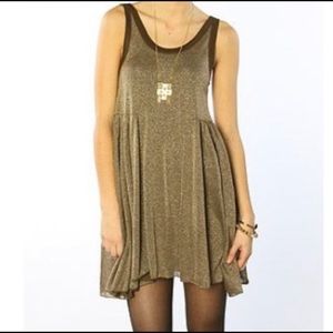 Free People Beach brown/gold glitter dress